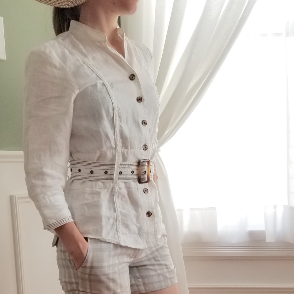 100% Linen Button Down, Belted Top